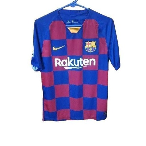 Nike Barcelona Jersey Soccer Futbol‎ Rakuten La Liga Patch Blue Red M New - Picture 1 of 8
